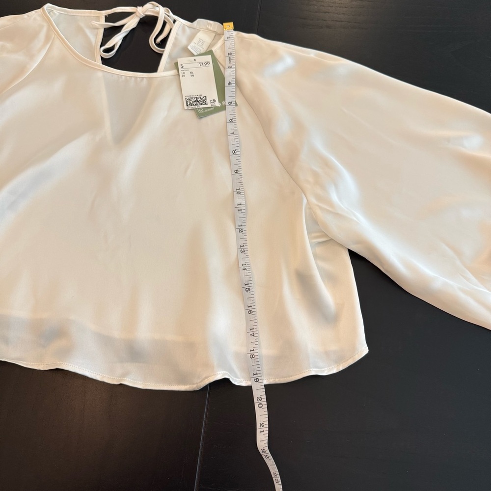H&M Cream Crop Tie Back Blouse - Picture 7 of 12